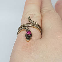 Змія з каменем, Змія королева, Змія принцеса Кільце жіноче, колечко, фото 5