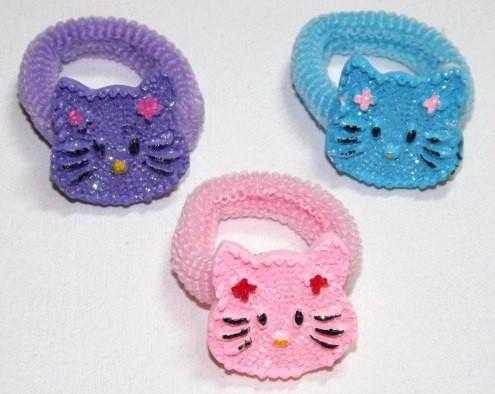 Набір гумок для волосся 12 шт. різні кольори, кіт, фото 1