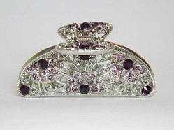 Краб для волосся 76х34 мм метал бузкові стрази