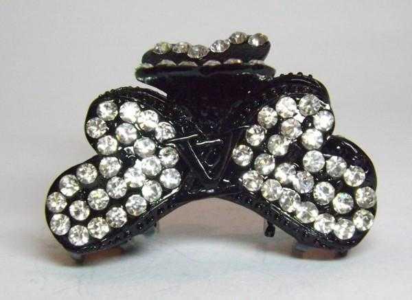 Краб для волосся металевий із білими стразами, 5,5х3 см, фото 1