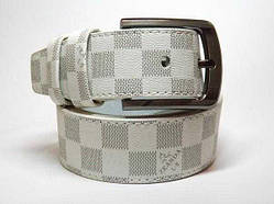 Ремінь екошкіра 37 мм білий у клітинку