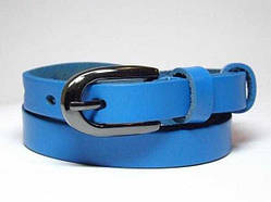 Ремінь жіночий 15 мм натуральна шкіра блакитний Уцінка