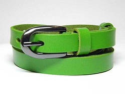 Ремінь жіночий 15 мм натуральна шкіра салатовий Уцінка