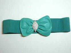 Пояс гумка бант 60 мм 64-90 см колір зелений бірюза