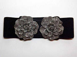 Пояс резинка троянди 60 мм 65-110 см колір чорний