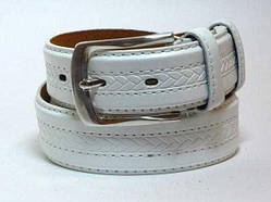 Ремінь чоловічий білий шкірозамінник ширина 30 мм