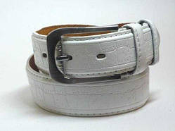 Ремінь чоловічий білий шкірозамінник ширина 30 мм
