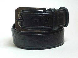 Ремінь чоловічий чорний шкірозамінник пряжка металева, ширина 3 см