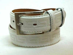 Ремінь чоловічий білий шкірозамінник ширина 30 мм
