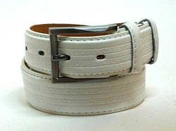 Ремінь чоловічий білий шкірозамінник ширина 30 мм
