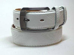 Ремінь чоловічий білий шкірозамінник ширина 30 мм