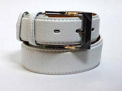 Ремінь чоловічий білий шкірозамінник ширина 30 мм