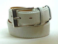Ремінь чоловічий білий шкірозамінник ширина 30 мм