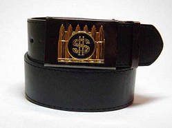 Ремінь чоловічий чорний шкірозамінник ширина 35 мм