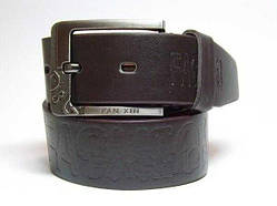 Ремінь чоловічий коричневий шкірозамінник ширина 35 мм