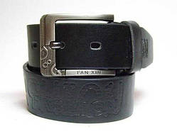 Ремінь чоловічий чорний шкірозамінник ширина 35 мм