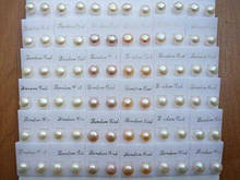 Сережки-пусети, натуральні білі перли, металевий штифт, діаметр 8-9 мм (6 пар) 5_16_3