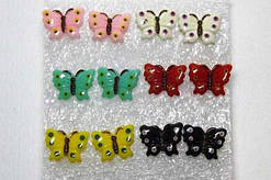 Сережки-пусети Метелик 6 пар полімерна глина