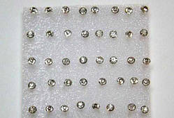 Сережки-пусети 20 пар білі стрази 3,5 мм