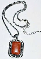 Кулон білий метал, золотий пісок