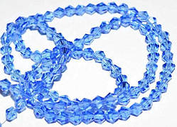 Бусини кришталь біконус 115 шт 4 мм, темно-блакитний