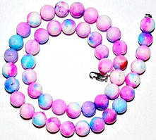 Буси Агат Синтетичний 12 мм 46 см Рожевий із блакитним