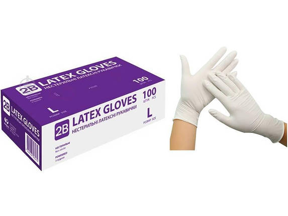 Рукавички латексні Latex Gloves розмір M (білі) 100 шт., фото 2