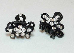 Краби чорний метал 6 шт. білі стрази