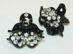 Краби чорний метал 6 шт. білі стрази