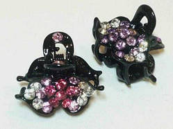 Краби чорний метал 6 шт. стрази різних кольорів