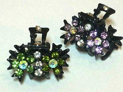 Краби чорний 6 шт. метал стрази різних кольорів