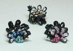 Краби чорний метал 6 шт. стрази різних кольорів