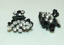 Краби чорний метал 6 шт. білі стрази