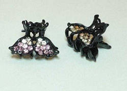 Краби чорний метал 6 шт. стрази різних кольорів