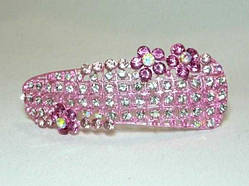 Шпилька для волосся автомат з рожевими стразами 4_9_89a15