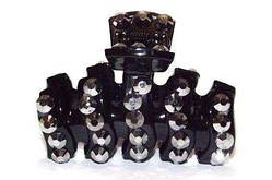 Краб чорний пластик, сірі стрази (1 шт.) 3_8_5