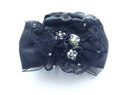 Краб для волосся тканинний, зі стразами, колір чорний