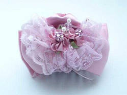 Краб для волосся тканинний, зі стразами, колір рожевий