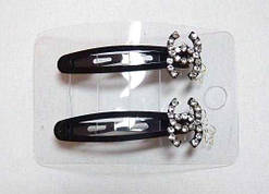 Затискач для волосся тик-так 2 шт. метал, білі стрази