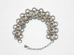 Браслет із подовжувачем, білий метал, білі камені