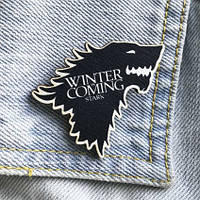 "Волк Stark Winter is coming (Игра престолов)" брошь деревянная с уф-печатью