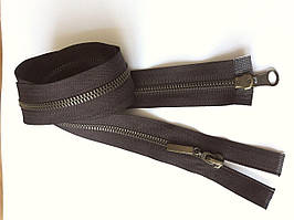 Замок-блискавка роз'ємний металевий, 2 бігунки №5, 110 см. Темно коричневий