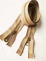 Замок-блискавка роз'ясненнями з'ємний металевий, 2 бігунки №5, 90 див. Бежевий світлий з жовтим металом