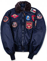 Top Gun Official B-15 Flight Bomber Jacket with Patches (синий)