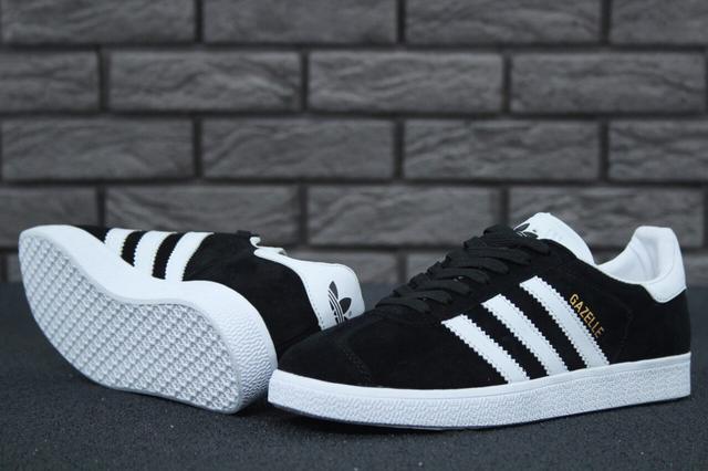 Кроссовки Adidas Gazelle OG черно-белые фото