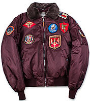 Top Gun Official B-15 Flight Bomber Jacket with Patches (бордовый)