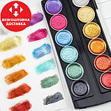 Акварельні фарби з перламутром для малювання металік 12 кольорів, набір для малюванням, фото 2
