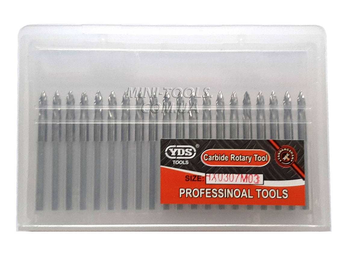 Набір фрез карбід вольфрам YDS Tools Тип-H 20шт. 3х3мм, фото 1