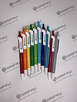 Ручки кольорові пластикові з білим широким кліпом