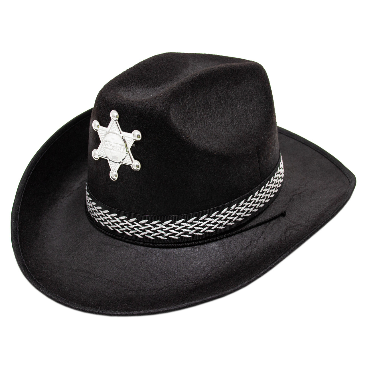 Фетровий карнавальний капелюх шериф, 58-60 см, чорний, фетр (460038)